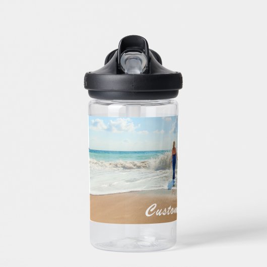 Aangepaste flesje met fototekst Water met je foto' Waterfles (Voorkant)