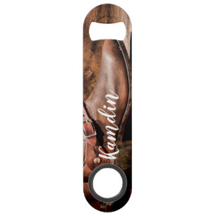 Aangepaste flesopening Cowboy Boots Barn Wood Speed Flessenopener