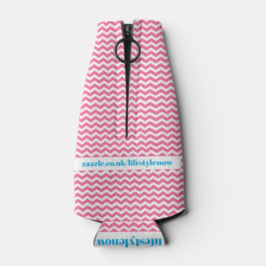 Aangepaste flessenkoeler - Roze zigzag Flesjeskoeler (Achterkant)