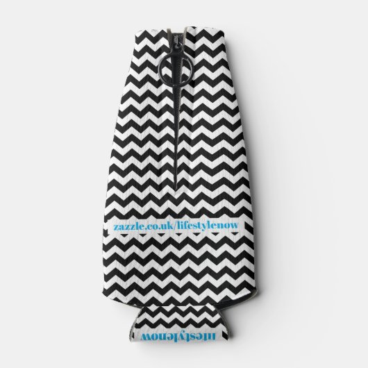 Aangepaste flessenkoeler - zwarte zigzag flesjeskoeler (Achterkant)