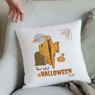 Aangepaste Flirty Skeleton Funny Pumpkin Halloween Kussen