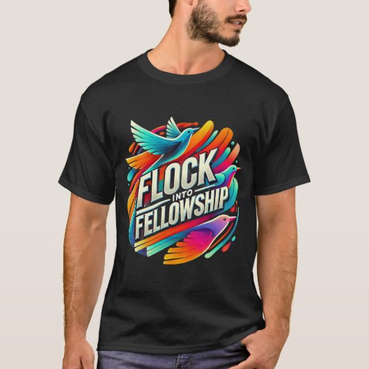Aangepaste Flock in Fellowship Multikleur T-Shirt (Voorkant)