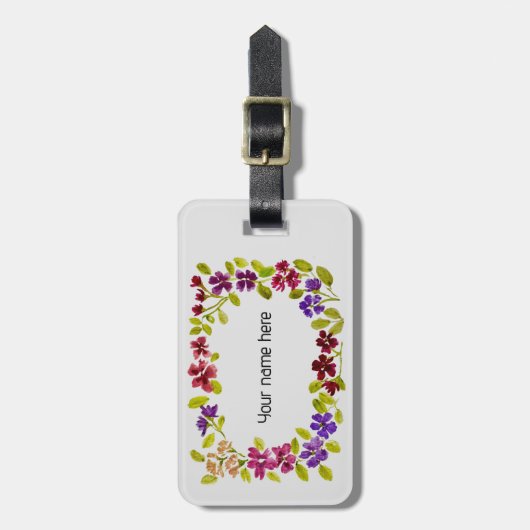 Aangepaste floraal bagagelabel (Voorkant verticaal)