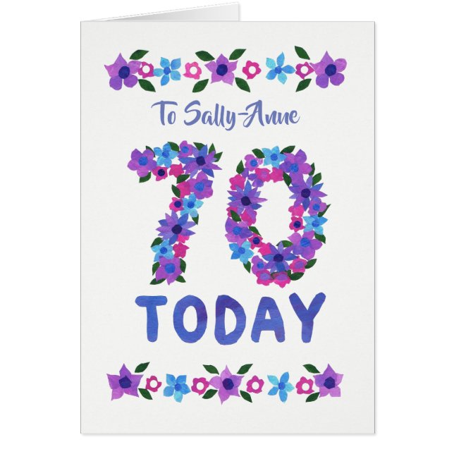 Aangepaste  Floral 70th Birthday, voor iedereen (Voorkant)
