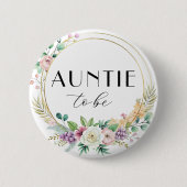Aangepaste Floral Baby shower Button - TANTE te zi (Voorkant)