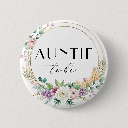 Aangepaste Floral Baby shower Button - TANTE te zi (Voorkant)