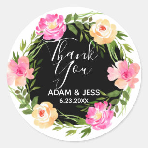 Aangepaste Floral bedankt Ronde Sticker