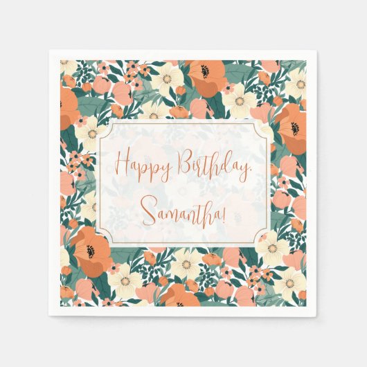 Aangepaste Floral Birthday Servet (Voorkant)