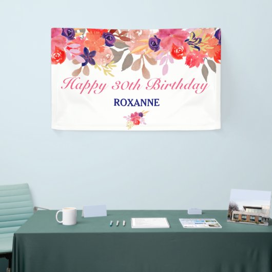 Aangepaste Floral Birthday Spandoek (Beurs)
