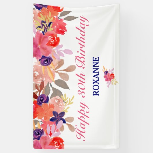 Aangepaste Floral Birthday Spandoek (Verticaal)