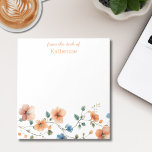 Aangepaste Floral Blocnote<br><div class="desc">Voeg een persoonlijk tintje toe aan uw notities met dit prachtig ontworpen gepersonaliseerde bloemige notitieblok, aanpasbaar met jouw naam en elke tekst die u kiest! Met een mooie bloemrand brengt dit notitieblok elegantie in alledaagse lijsten, herinneringen of berichten. Perfect als een doordacht geschenk of om uw eigen werkruimte op te...</div>