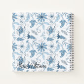 Aangepaste Floral Blue en White Flower Notitieboek (Achterkant)