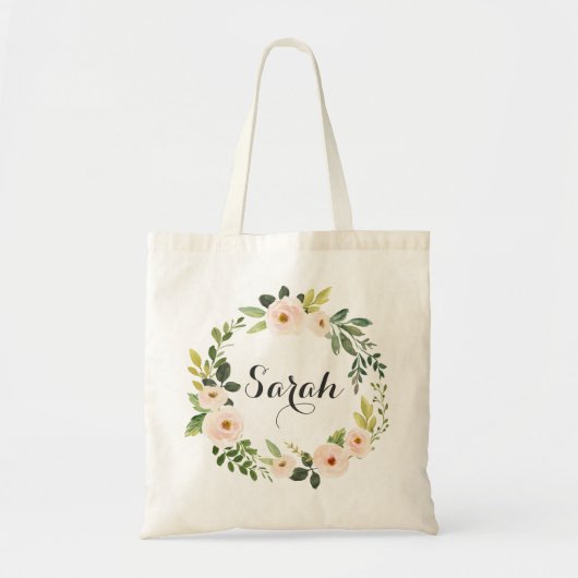 Aangepaste Floral Blush Greenery Canvas tas (Voorkant)