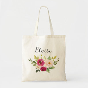 Aangepaste Floral Blush Greenery Canvas tas