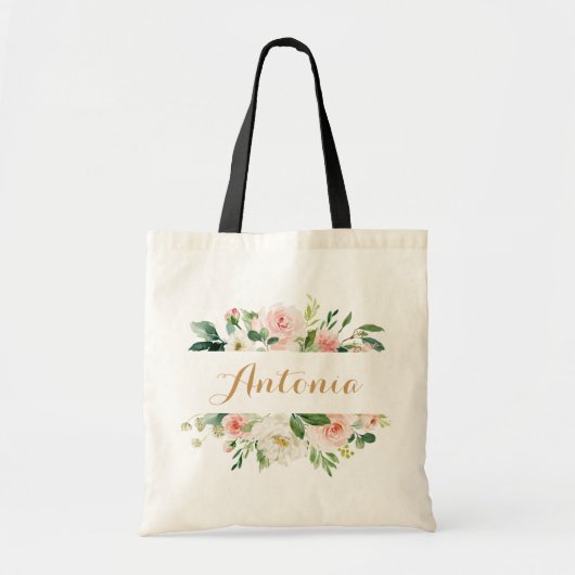 Aangepaste Floral Blush Greenery Canvas tas (Voorkant)