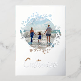 Aangepaste Floral Border voor foto's en tekst Folie Feestdagenkaart