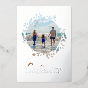 Aangepaste Floral Border voor foto's en tekst Folie Feestdagenkaart