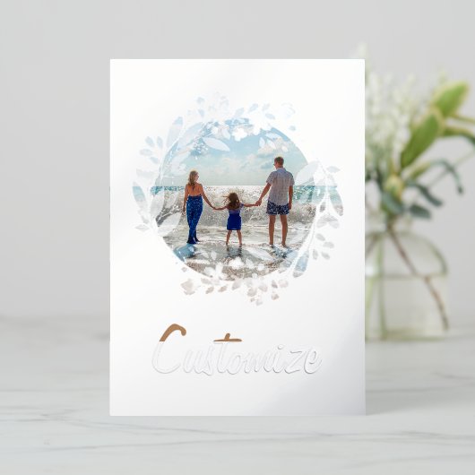 Aangepaste Floral Border voor foto's en tekst Folie Feestdagenkaart (Staand Voorkant)