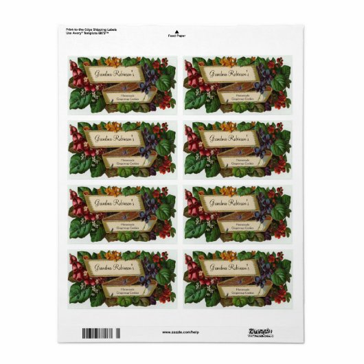 Aangepaste  Floral Canning Jar, Craft Label (Full Sheet)