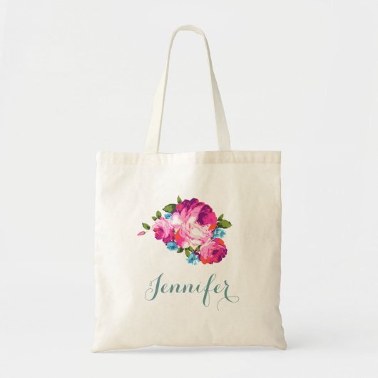 Aangepaste Floral Canvas tas (Voorkant)