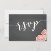 Aangepaste Floral Chalkboard Weddenschap RSVP-Kaar RSVP Kaartje (Achterkant)