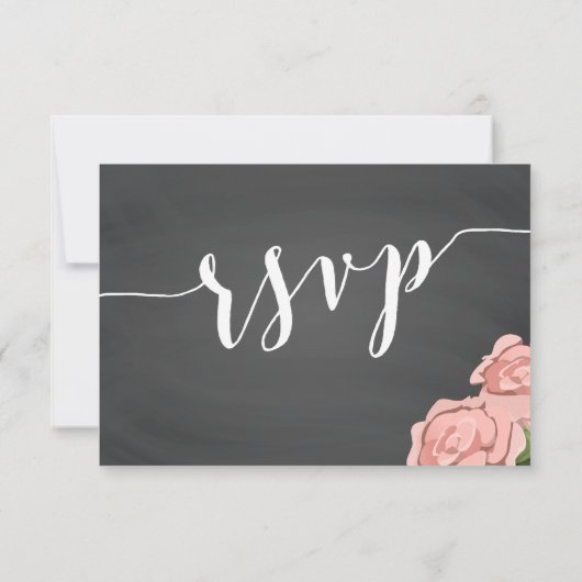 Aangepaste Floral Chalkboard Weddenschap RSVP-Kaar RSVP Kaartje (Achterkant)