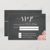 Aangepaste Floral Chalkboard Weddenschap RSVP-Kaar RSVP Kaartje (Voorkant / Achterkant)