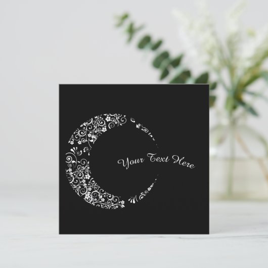 Aangepaste Floral Crescent Moon Flat Kaart (Staand voorkant)