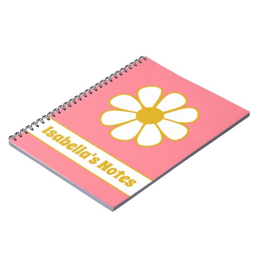 Aangepaste Floral Daisy Single Retro-laptop aanslu Notitieboek (Linkerzijde)