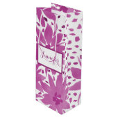 Aangepaste Floral Design Wine Roze Gift Bag Wijn Cadeautas (Voorkant Gekanteld)