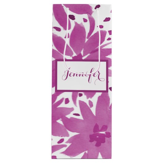 Aangepaste Floral Design Wine Roze Gift Bag Wijn Cadeautas (Voorkant)
