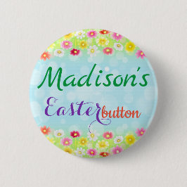 Aangepaste Floral Easter Button Name Tag Pin