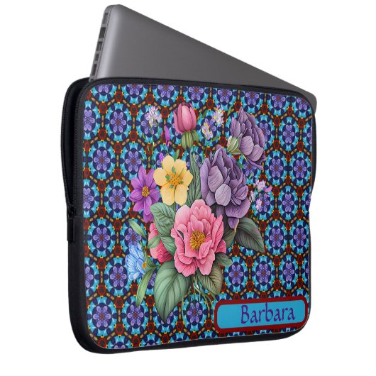 Aangepaste Floral Electronics Bag Laptop Sleeve (Voorkant Rechts)
