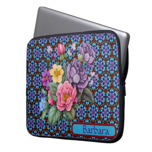 Aangepaste Floral Electronics Bag Laptop Sleeve (Voorkant Links)