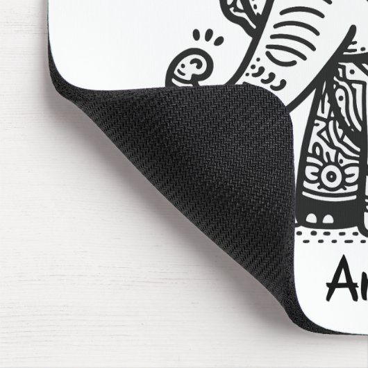 Aangepaste Floral Elephant Muismat (Hoek)