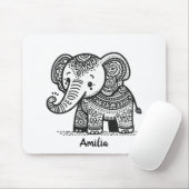 Aangepaste Floral Elephant Muismat (Met muis)