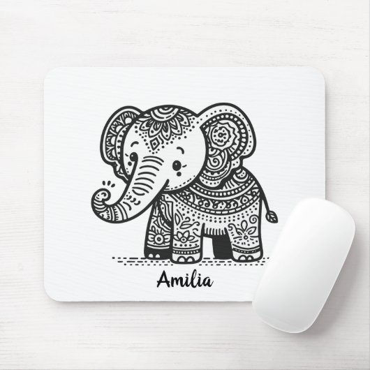 Aangepaste Floral Elephant Muismat (Met muis)