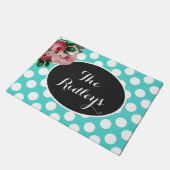 Aangepaste Floral en Blauwgroen Polka Dot Doormat Deurmat (Schuin)