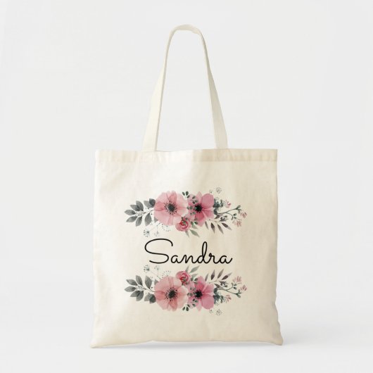 Aangepaste Floral en Greenery Tote Bag (Voorkant)