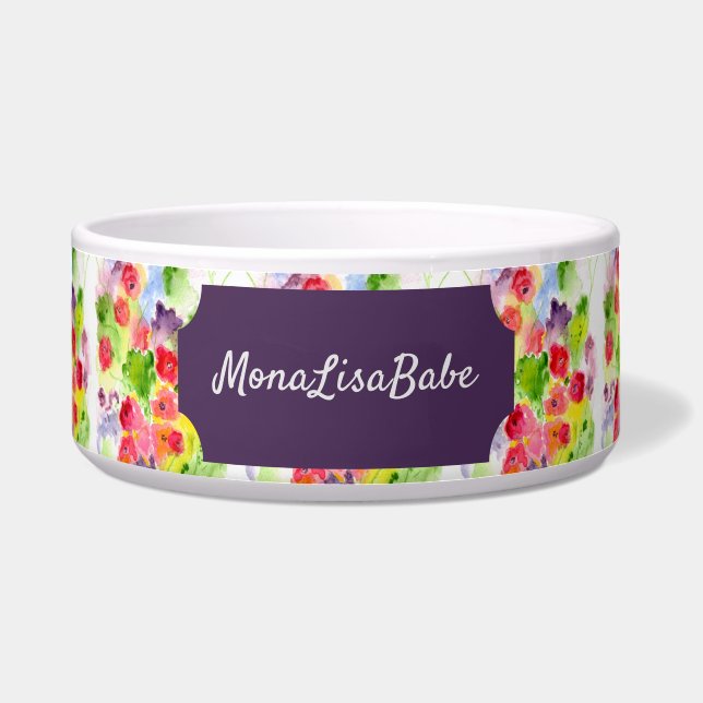 Aangepaste Floral Fantasy Art Pet Bowl Voerbakje (Voorkant)