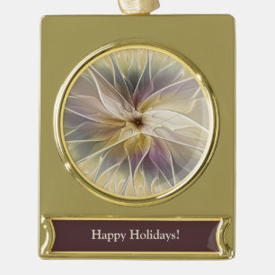 Aangepaste Floral Fantasy Gold Eggplant Abstracte Verguld Banner Ornament