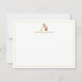 Aangepaste Floral Faux Gold Monogram Initiaal Notitiekaartje (Voorkant)