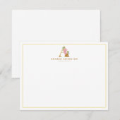 Aangepaste Floral Faux Gold Monogram Initiaal Notitiekaartje (Voorkant / Achterkant)