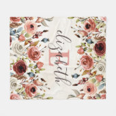 Aangepaste Floral Fleece Blanket Deken (Voorkant (Horizontaal))