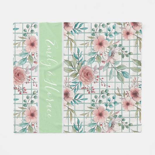Aangepaste Floral Fleece Deken (Voorkant (Horizontaal))
