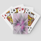 Aangepaste Floral Fractal Modern Flower Pink Grey Pokerkaarten (Achterkant)