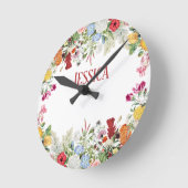 Aangepaste Floral Garden Colorful Flowers Ronde Klok (Hoek)