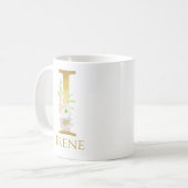 Aangepaste Floral Gold Monogram Letter I Koffiemok (Voorkant links)