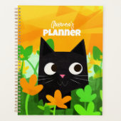 Aangepaste Floral Green Sinaasappel Black Cat Planner (Voorkant)