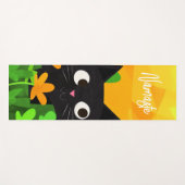 Aangepaste Floral Green Sinaasappel Black Cat Yogamat (Voorkant (horizontaal))